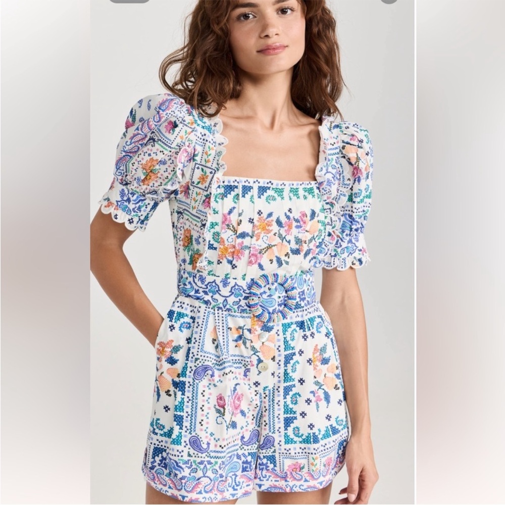 Farm Rio Romantic Bandana belted romper